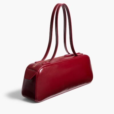 Khaite Simona Shoulder Bag in Oxblood Crackle Patent Leather - Image 2