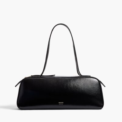 Khaite Simona Shoulder Bag in Black Crackle Patent Leather - Image 1