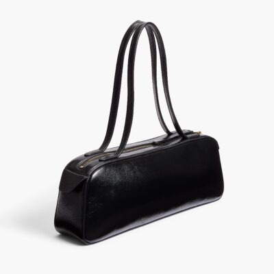 Khaite Simona Shoulder Bag in Black Crackle Patent Leather - Image 2