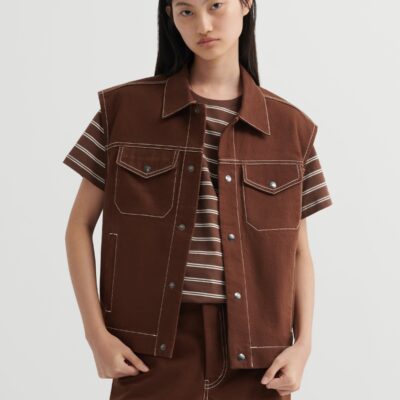 Kowtow Worker Vest — brown-denim - Image 1