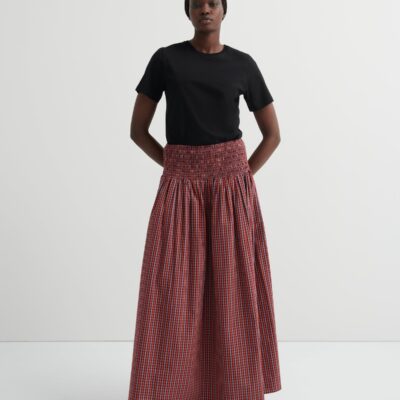 Kowtow Weaver Skirt — maroon-check - Image 1