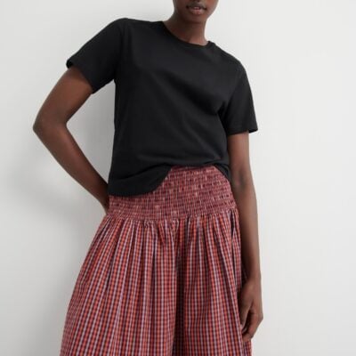 Kowtow Weaver Skirt — maroon-check - Image 2