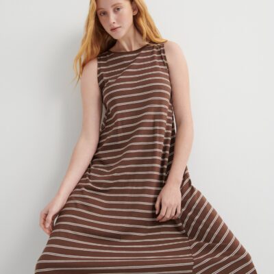 Kowtow Tank Swing Dress — brown-stripe - Image 1