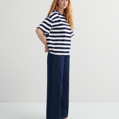 Kowtow Oversized Boxy Tee — navy-white-stripe - Image 1
