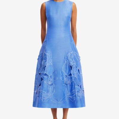 LEO LIN Cleo Appliqué Sleeveless Midi Dress - Azure — AU 6 (US 2) - Image 2