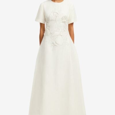 LEO LIN Alice Appliqué Short Sleeve Maxi Dress - Snow — AU 6 (US 2) - Image 2