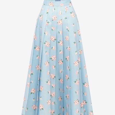 LEO LIN June Pleated Maxi Skirt - Ditsy Floral Print in Blue — AU 6 (US 2) - Image 1