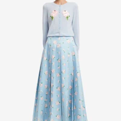 LEO LIN June Pleated Maxi Skirt - Ditsy Floral Print in Blue — AU 6 (US 2) - Image 2