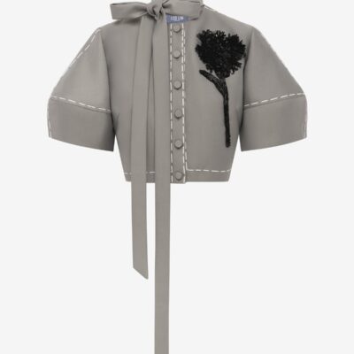 LEO LIN Molly Puff Sleeve Top - Steel — AU 6 (US 2) - Image 1