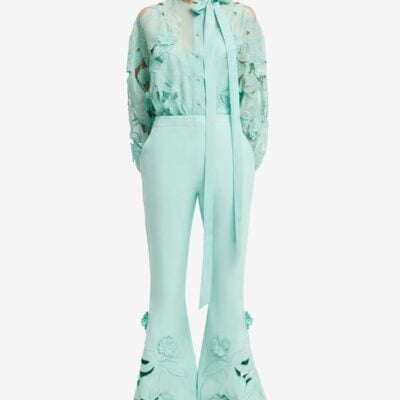 LEO LIN Vera Appliqué Flared Pants - Pale Turquoise — AU 6 (US 2) - Image 2