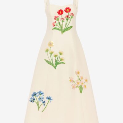 LEO LIN Beatrice Embellished Wool Midi Dress - Wildflower — AU 6 (US 2) - Image 1