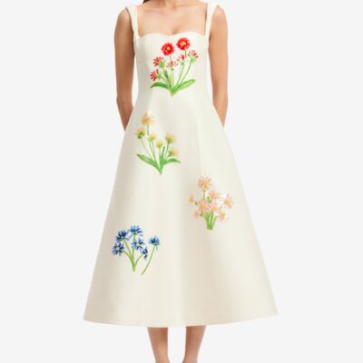 LEO LIN Beatrice Embellished Wool Midi Dress - Wildflower — AU 6 (US 2) - Image 2