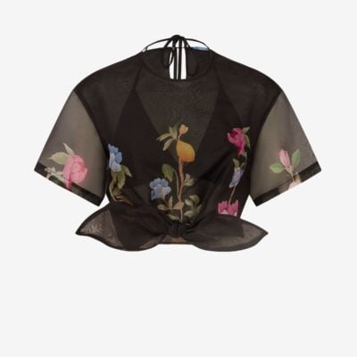 LEO LIN Riley Sleeve Top - Lemon Vine Print in Ebony — AU 6 (US 2) - Image 1