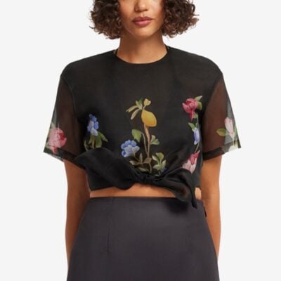 LEO LIN Riley Sleeve Top - Lemon Vine Print in Ebony — AU 6 (US 2) - Image 2