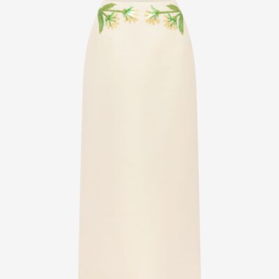 LEO LIN Quinn Embellished Wool Midi Skirt - Wildflower — AU 6 (US 2) - Image 1