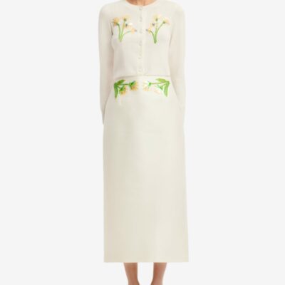 LEO LIN Quinn Embellished Wool Midi Skirt - Wildflower — AU 6 (US 2) - Image 2