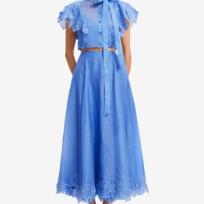 LEO LIN Leila Appliqué Midi Skirt - Azure — AU 6 (US 2) - Image 2
