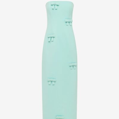LEO LIN Rayna Bow Bustier Maxi Dress - Pale Turquoise — AU 6 (US 2) - Image 1