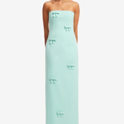 LEO LIN Rayna Bow Bustier Maxi Dress - Pale Turquoise — AU 6 (US 2) - Image 2