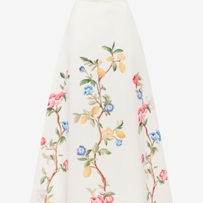 LEO LIN Clara Maxi Skirt - Lemon Vine Print in Snow — AU 6 (US 2) - Image 1
