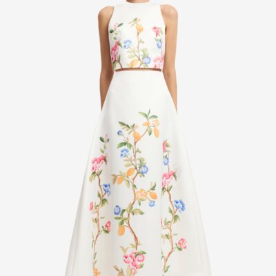 LEO LIN Clara Maxi Skirt - Lemon Vine Print in Snow — AU 6 (US 2) - Image 2