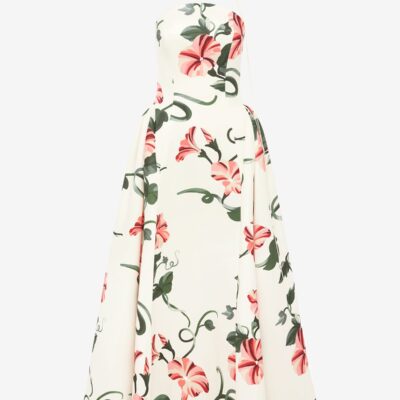 LEO LIN Violet Bustier Maxi Dress - Vine Print in Snow - Image 1