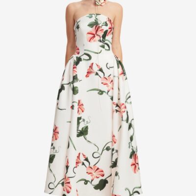 LEO LIN Violet Bustier Maxi Dress - Vine Print in Snow - Image 2