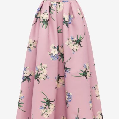LEO LIN Victoria Puff Maxi Skirt - Bouquet Print in Pastel Pink - Image 1