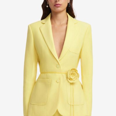 LEO LIN Vesper Fitted Blazer - Limoncello - Image 2