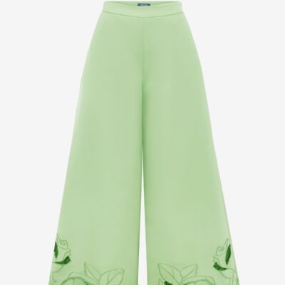 LEO LIN Theodora Appliqué Pants - Juniper Green - Image 1