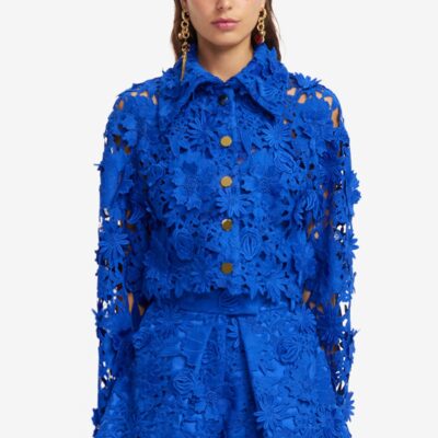 LEO LIN Robyn Lace Shirt - Lapis - Image 2