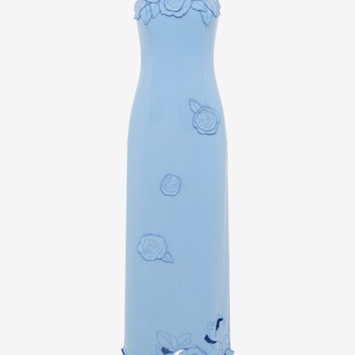 LEO LIN Rayna Appliqué Bustier Maxi Dress - Pastel Blue - Image 1