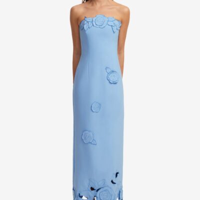 LEO LIN Rayna Appliqué Bustier Maxi Dress - Pastel Blue - Image 2
