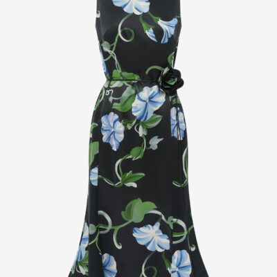 LEO LIN Olive Midi Dress - Vine Print in Ebony - Image 1
