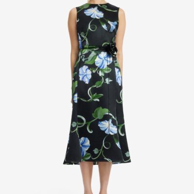 LEO LIN Olive Midi Dress - Vine Print in Ebony - Image 2