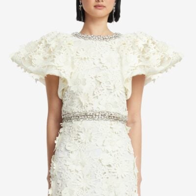 LEO LIN Lucia Embellished Lace Top - Snow - Image 2