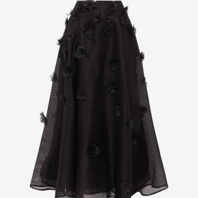 LEO LIN Leila Petal Midi Skirt - Ebony - Image 1