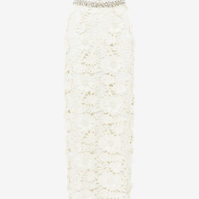 LEO LIN Kyra Embellished Lace Maxi Skirt - Snow - Image 1