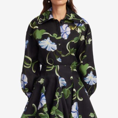 LEO LIN Kathleen Silk Blouse - Vine Print in Ebony - Image 2