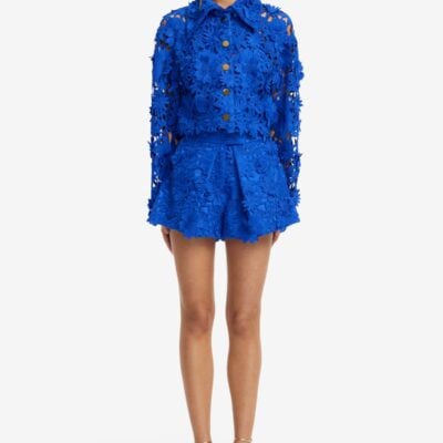 LEO LIN Josie Lace Shorts - Lapis - Image 2