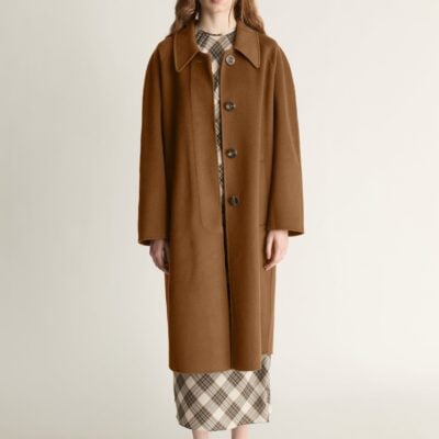 Lee Mathews Florentine Drop Collar Cashmere Coat — Camel - Image 1