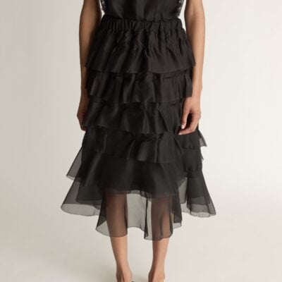 Lee Mathews Innes Organza Ruffle Skirt — Black - Image 2