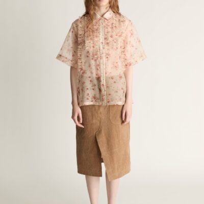 Lee Mathews Emily Organza SS Shirt — Powder - Image 1