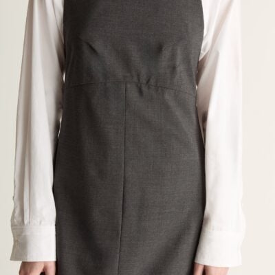 Lee Mathews Myles Wool Apron Dress — Charcoal - Image 2