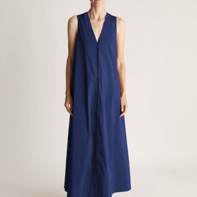 Lee Mathews Hallie V Neck Dress — Navy - Image 1