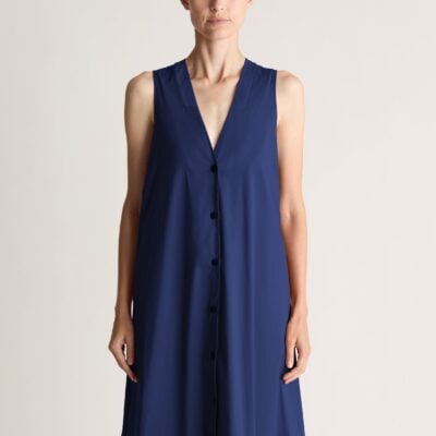 Lee Mathews Hallie V Neck Dress — Navy - Image 2