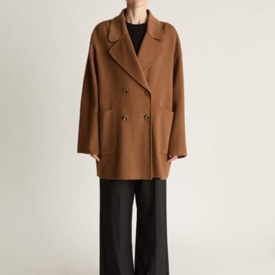 Lee Mathews Florentine Cashmere Pea Coat — Pecan - Image 1