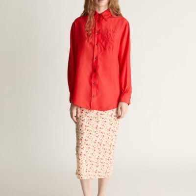 Lee Mathews Lily Silk LS Shirt — Red - Image 1