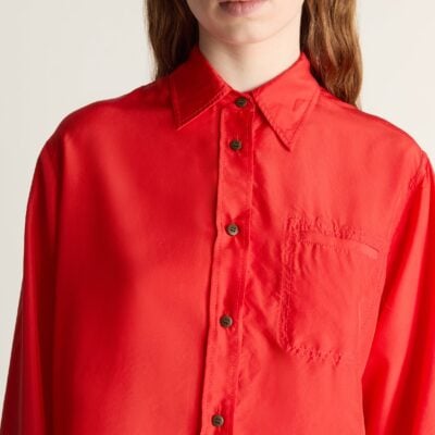 Lee Mathews Lily Silk LS Shirt — Red - Image 2