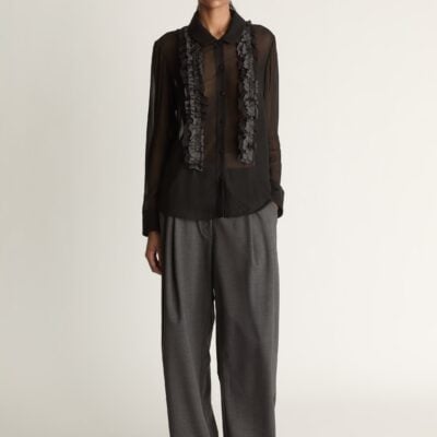 Lee Mathews Millie Ruffle Shirt — Black - Image 1